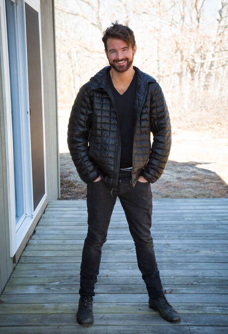 Irish mature bear Brendan Patrick undressing outside