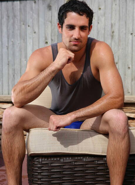 Hot Bobby Clark, Jack King and Travis James have a good 3some sex at the pool