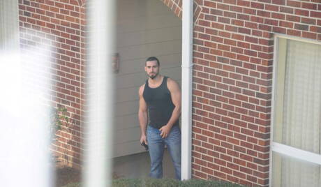 Hot american boys hairy bear Jaxton Wheeler and beefcake Johnny Rapid fuck ass after sucking outside