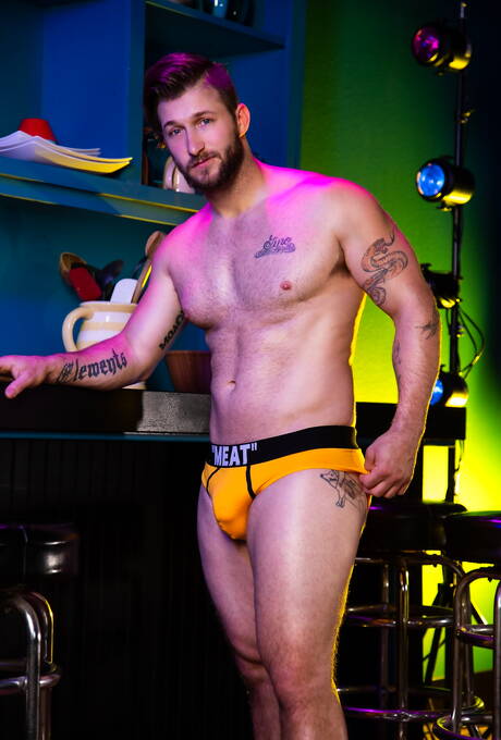 Nicholas Ryder and american mature bear Sharok in cock sucking scene