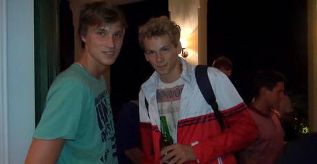 Helmut, Bastian Dufy, Kieran, Serge, Jarrod Lanvin, Jerome Exupery, Eluan, Jason Bacall, Mael fucking each other outside