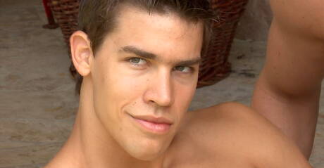 Sexy buddies Kris Evans, Ryan Kutcher and Peter Fleming in hard threesome sex outdoor