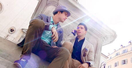 Kevin, Gino Mosca, Joel, Zac, Claude Sorel, Jean-Daniel in hot groupsex scene outside