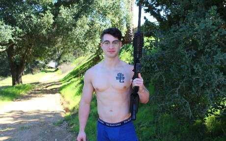 Hot buddies Jason Long, Scott Finn and Jack Greyson have a good 3some sex outdoor