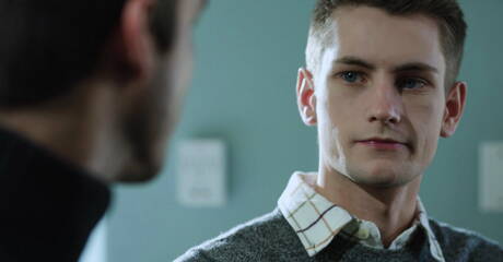 Nasty buddies Elliot Finn, Trevor Harris and Andrew Miller sucking and fucking each other in kitchen