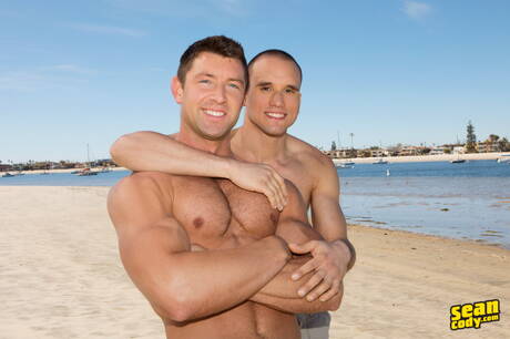 Well-built Frankie Valentine and strongman Shaw sucking and fucking each other outside