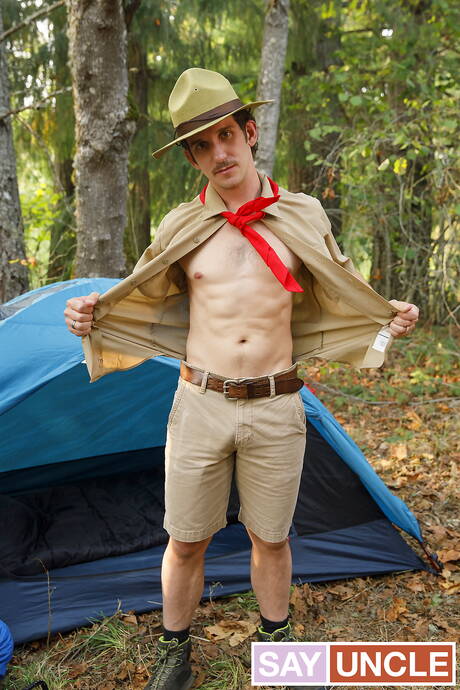 Nice american buddies hunky guy Greg Mckeon and young boy Cyrus Stark have a hot couple scene outdoor