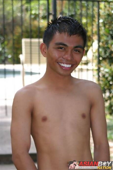 Oriental young dude Ken Tanaka wanking outside