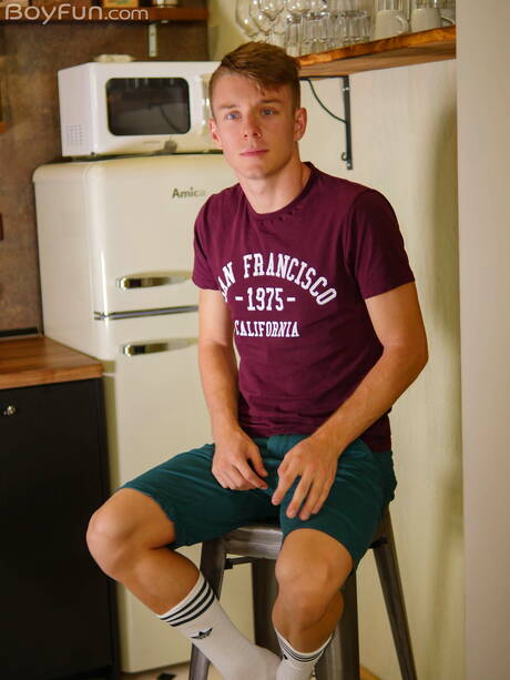 Czech young boy Mark Troy undressing and showing nice ass in the kitchen